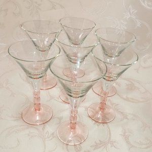 SET/7 PINK STEM COCKTAIIL GLASSES